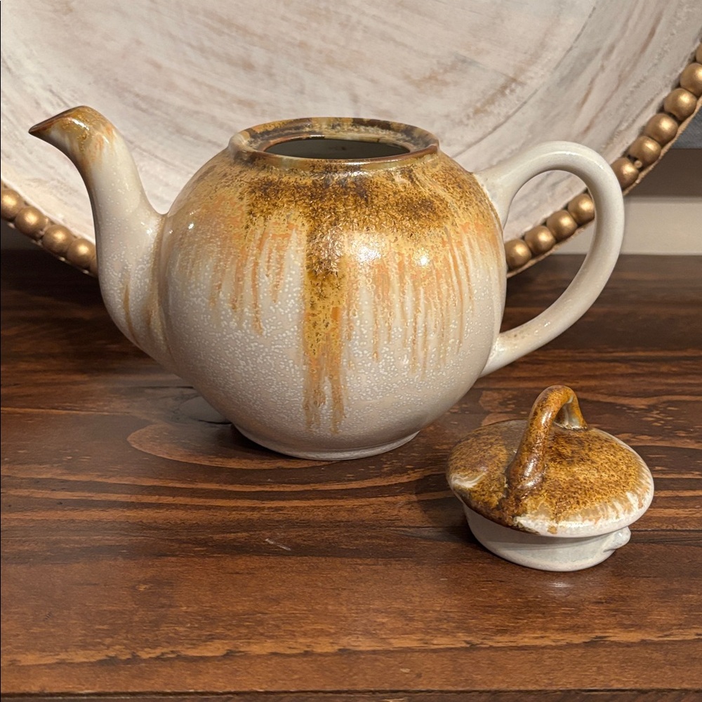 Vintage Douglas Ferguson Pigeon Forge Pottery Rustic Tea Set Brown & Cream - Picture 3 of 12